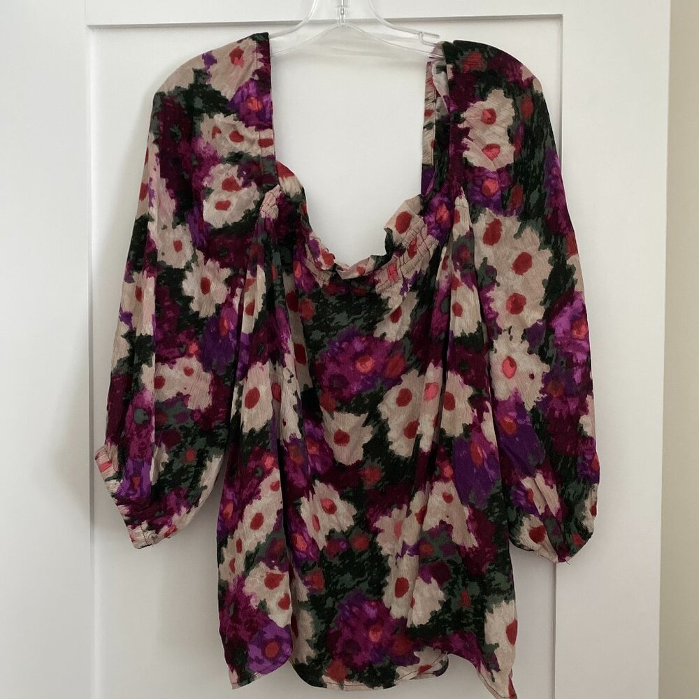 [#42] Floral flowy top XXL